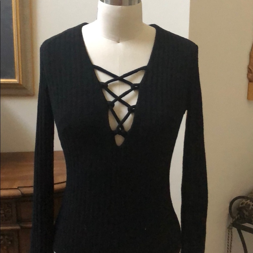 LF ribbed lace-up bodysuit